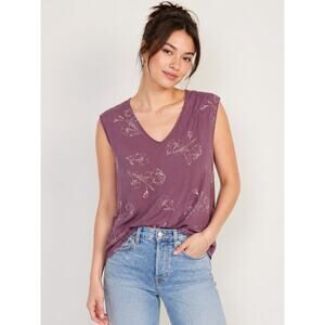 Old Navy Sleeveless Floral Blouse Medium Mauve Casual Top